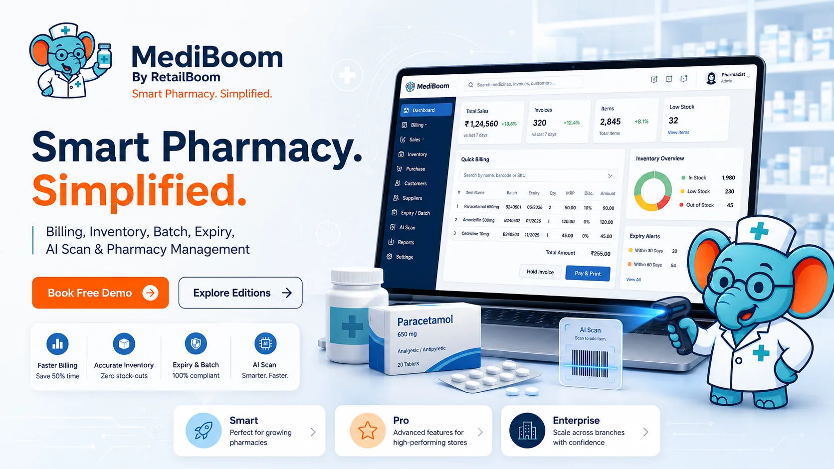 MediBoom pharmacy billing and inventory software